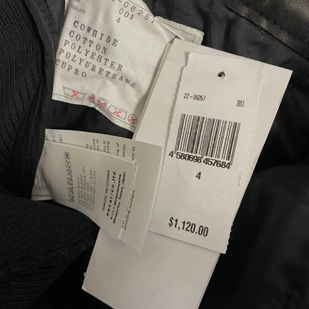 Sacai Mixed-Media Leather Knit Back Pants In Black NWT - Picture 5 of 10